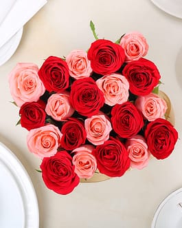 red n pink rose arrangement d