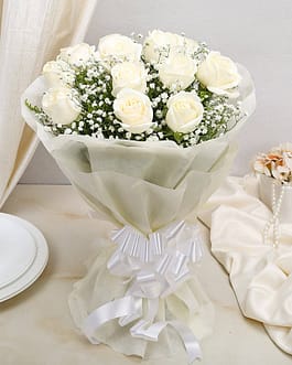peaceful white roses bouquet a