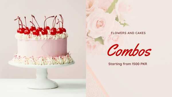 Birthday Cake and Flowers Combo